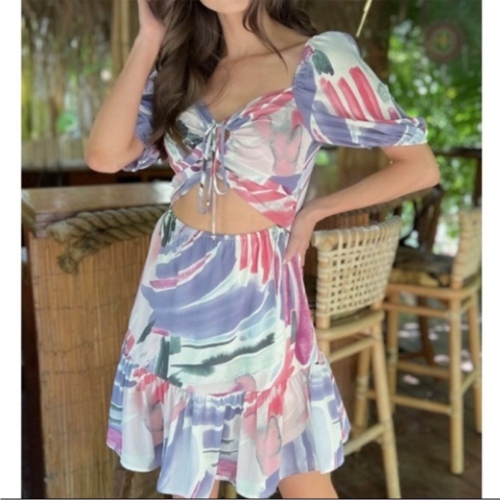 Ambition Cut-out Watercolor Dress NWOT